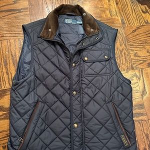 POLO Ralph Lauren Navy/Brown Corduroy Quilted Vest - Size M
